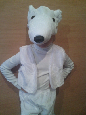 Новогодний детский костюм "Медведь белый" 4-5 лет