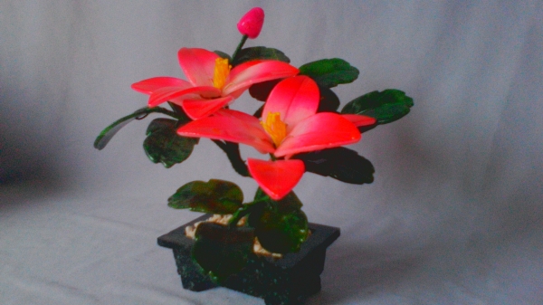 Подарочный цветок из камня (двойной, розовый)